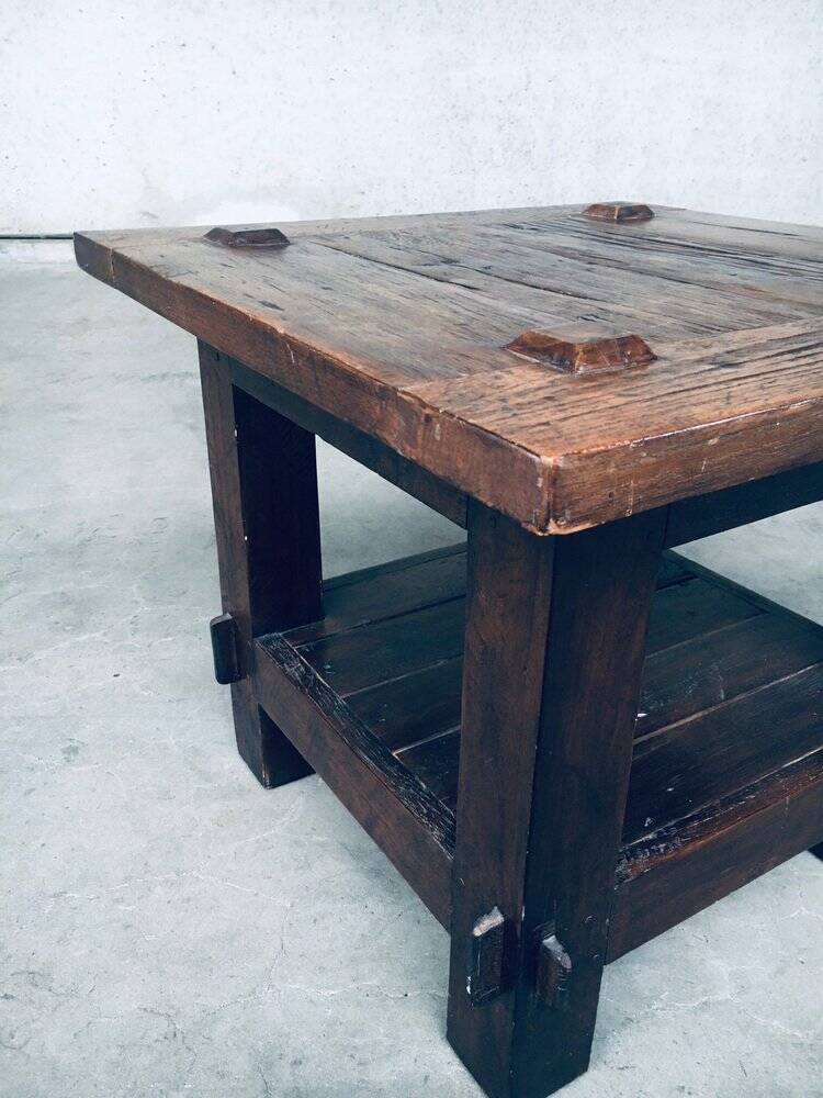 Wabi Sabi Style Oak Side Table, France, 1930s