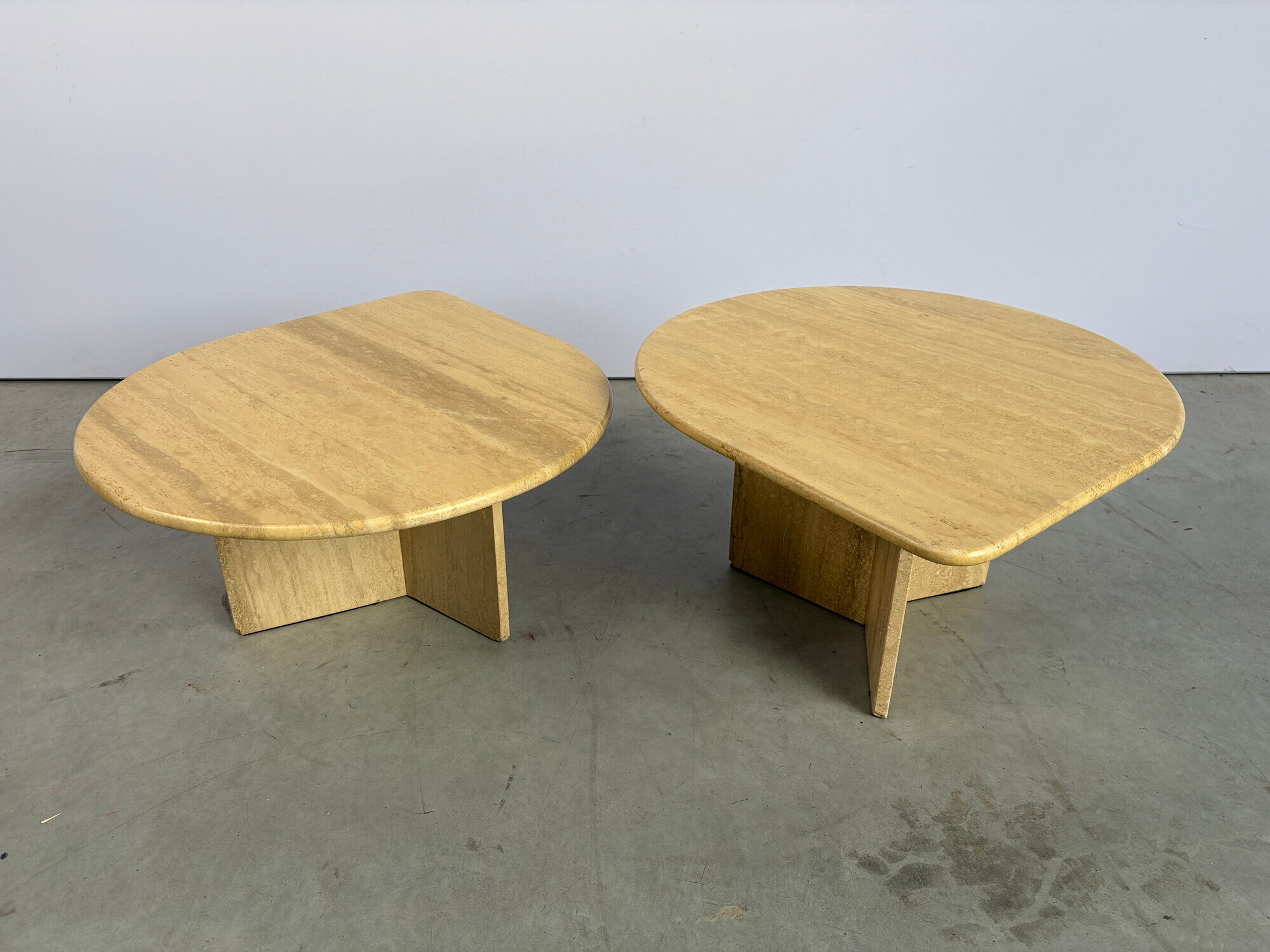 Pair of vintage travertine coffee tables or side tables, 1970s