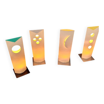 4 x Danish Bala Bonbori table lamp / Design Zentrum Nordrhein Westfalen / Incredible rare. Paper lampshade. 52 cm x 18 cm