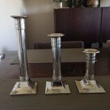 Suite of three neoclassical candle holders in silver bronze - Art Deco - 1920s/1930s