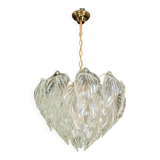 Amazing large Murano glass rainbow leaves chandelier