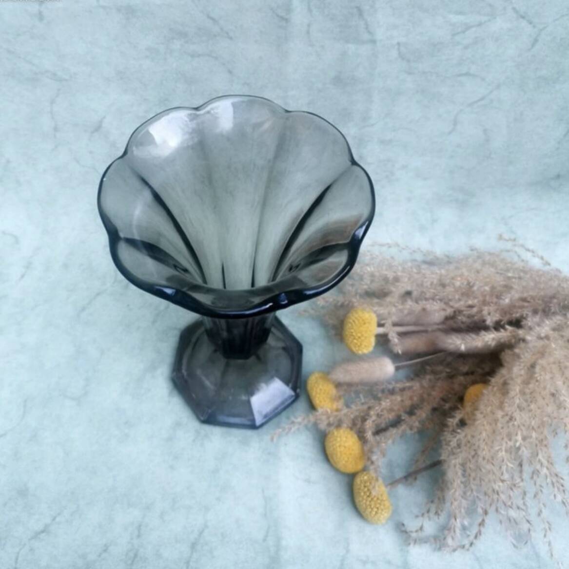 Smoked glass tulip vase