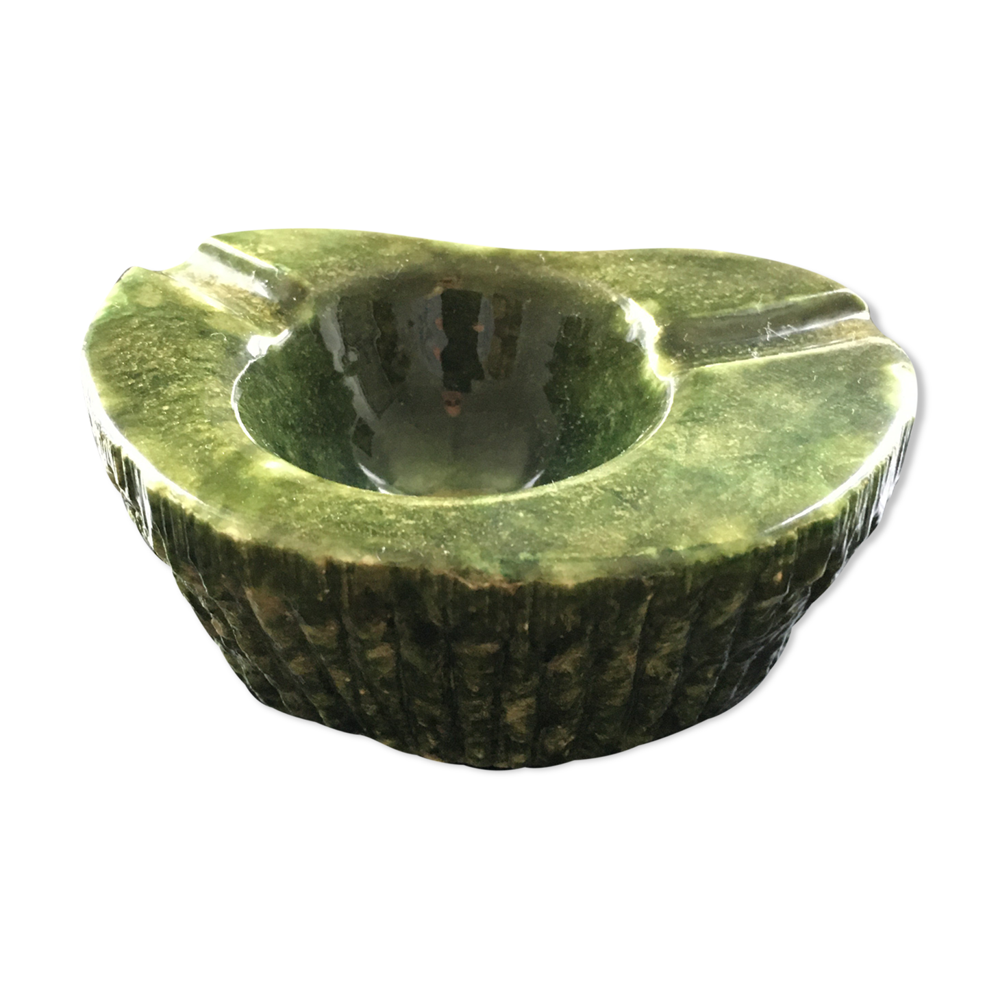 Moss green marble ashtray
