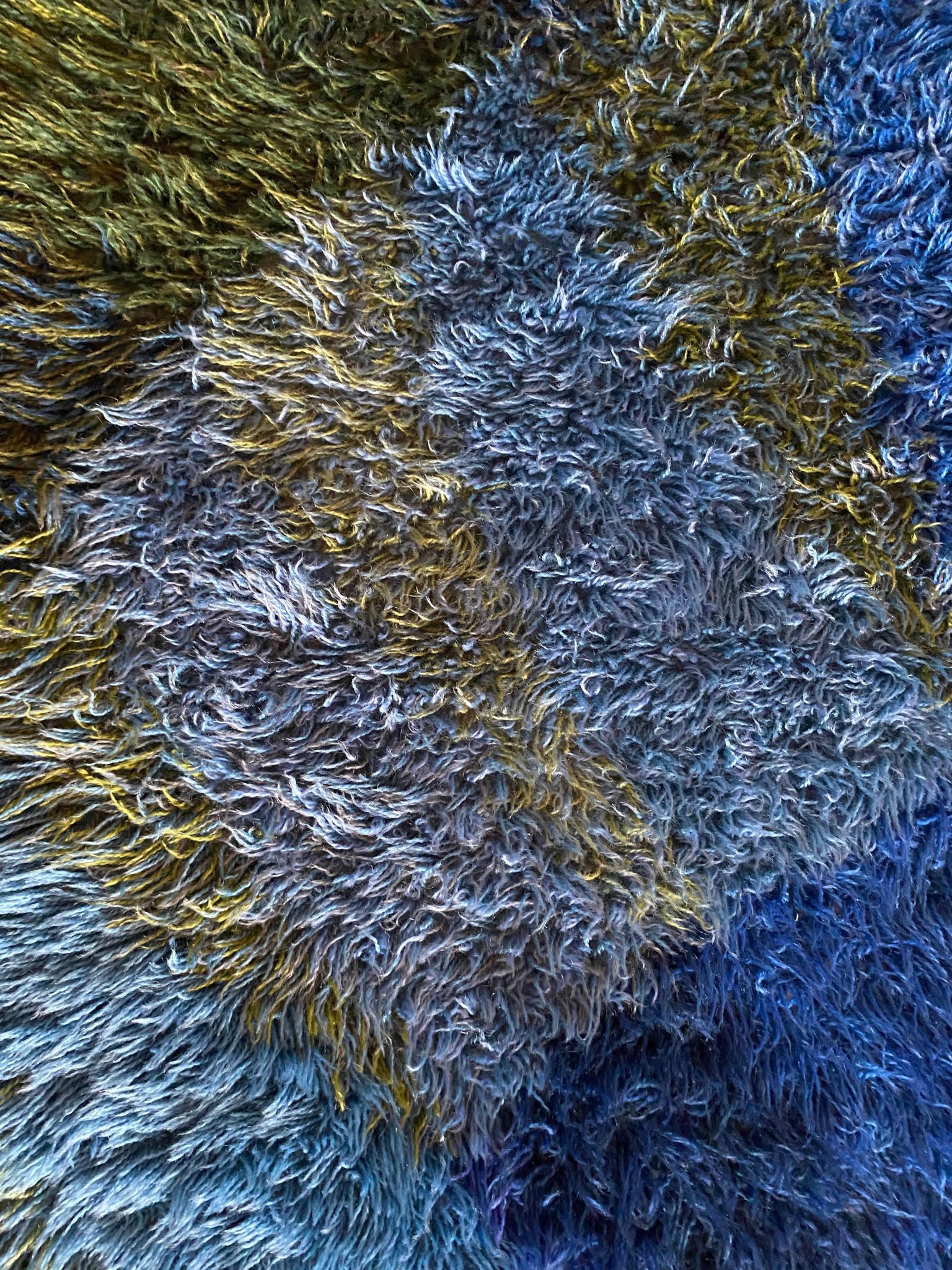 Mid-century Modern High Pile Blue Rya Rug, Sweden, 1960s