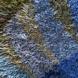 Mid-century Modern High Pile Blue Rya Rug, Sweden, 1960s