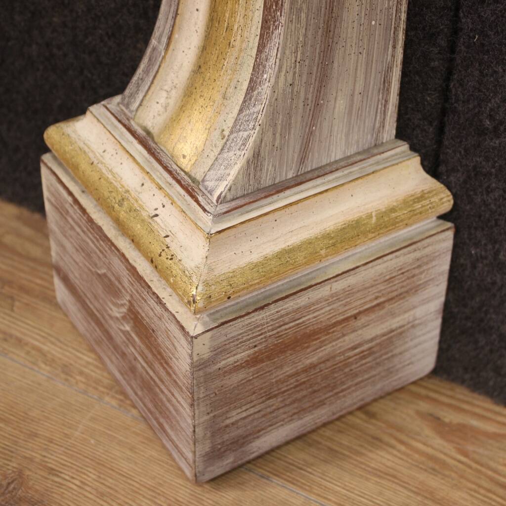 Scenic Italian painted and gilded wooden fireplace