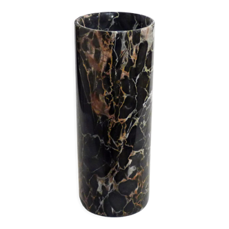 Vase cylindrique marbre noir veiné