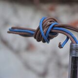 Ceiling lamp in chromed aluminum and brass, 1970