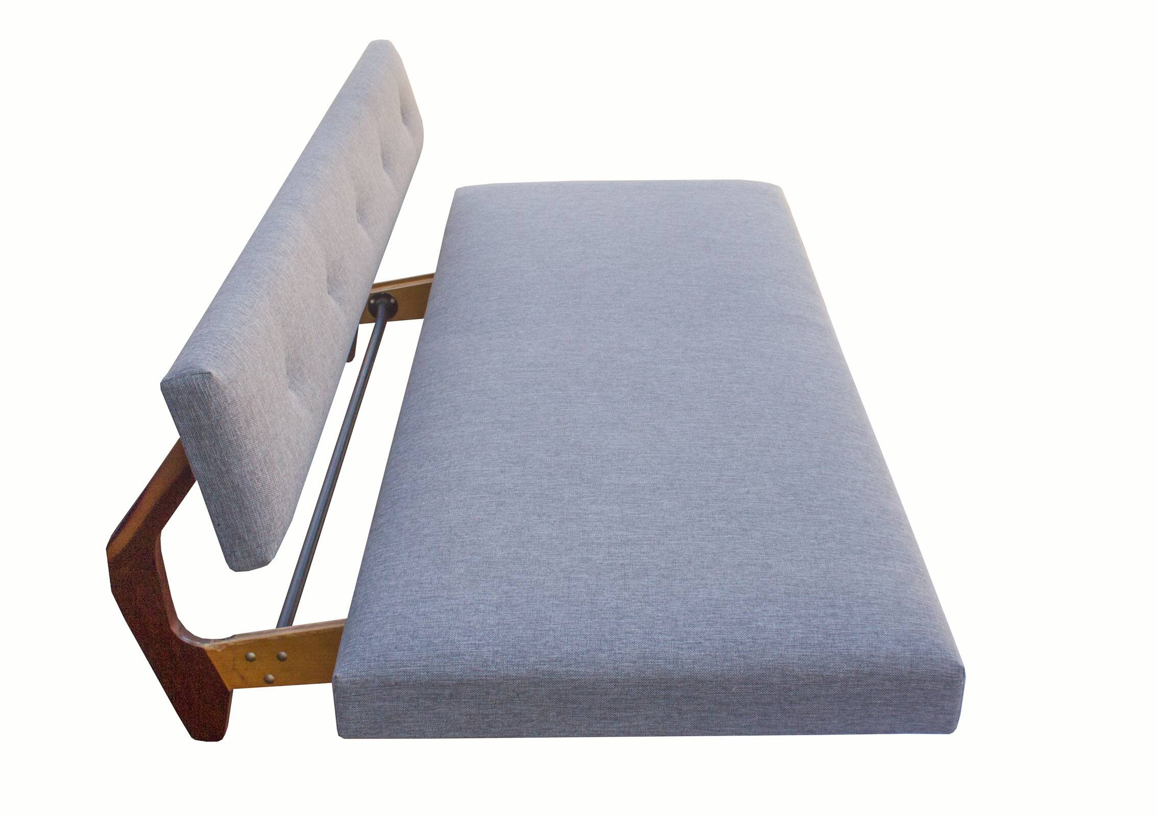 1950s daybed in grey, new polstery and fabric
