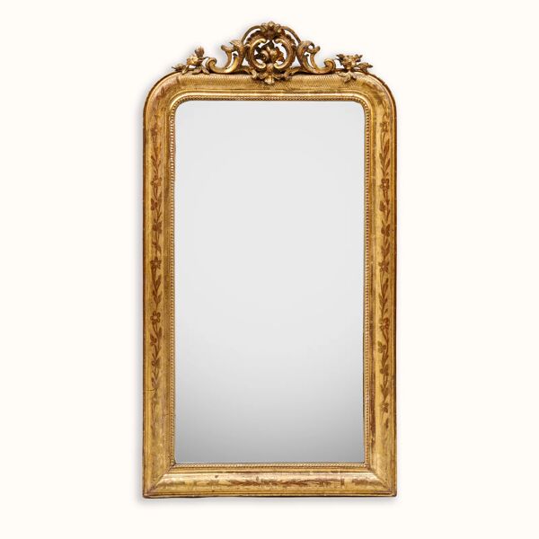 Miroir Louis Philippe avec crête ornée de roses, XIXe siècle