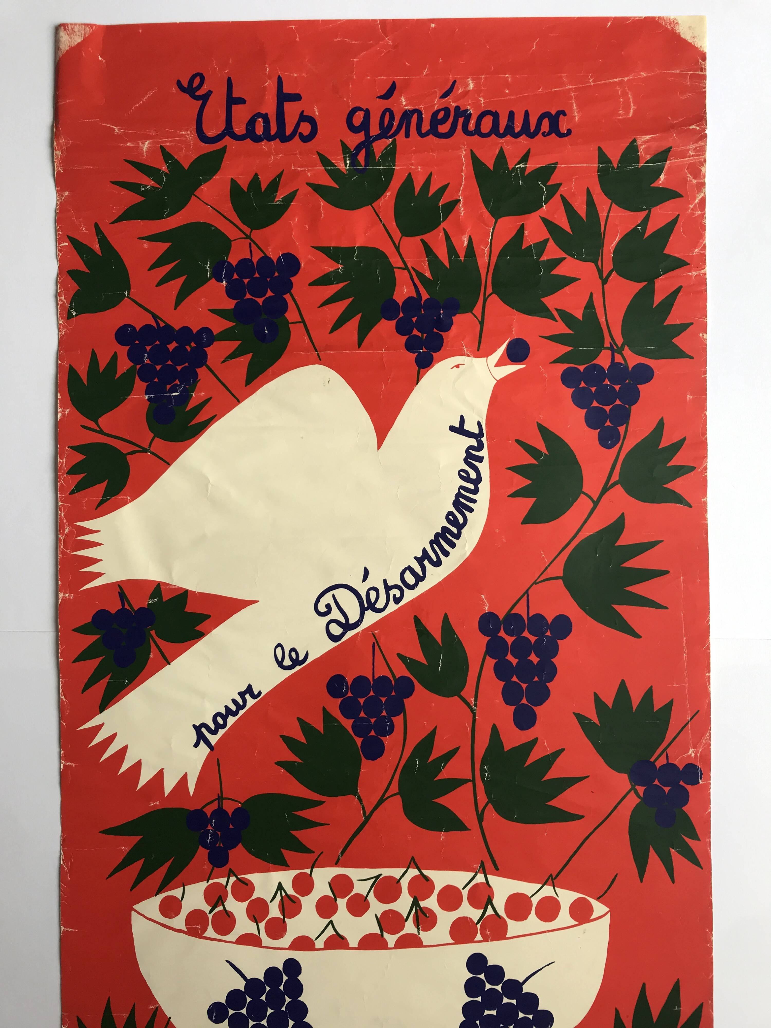 Juliette ramade, general assembly for disarmament, 1983. original silkscreen poster