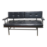 Canapé Banquette "Daybed" vintage en métal et skaï, 1950