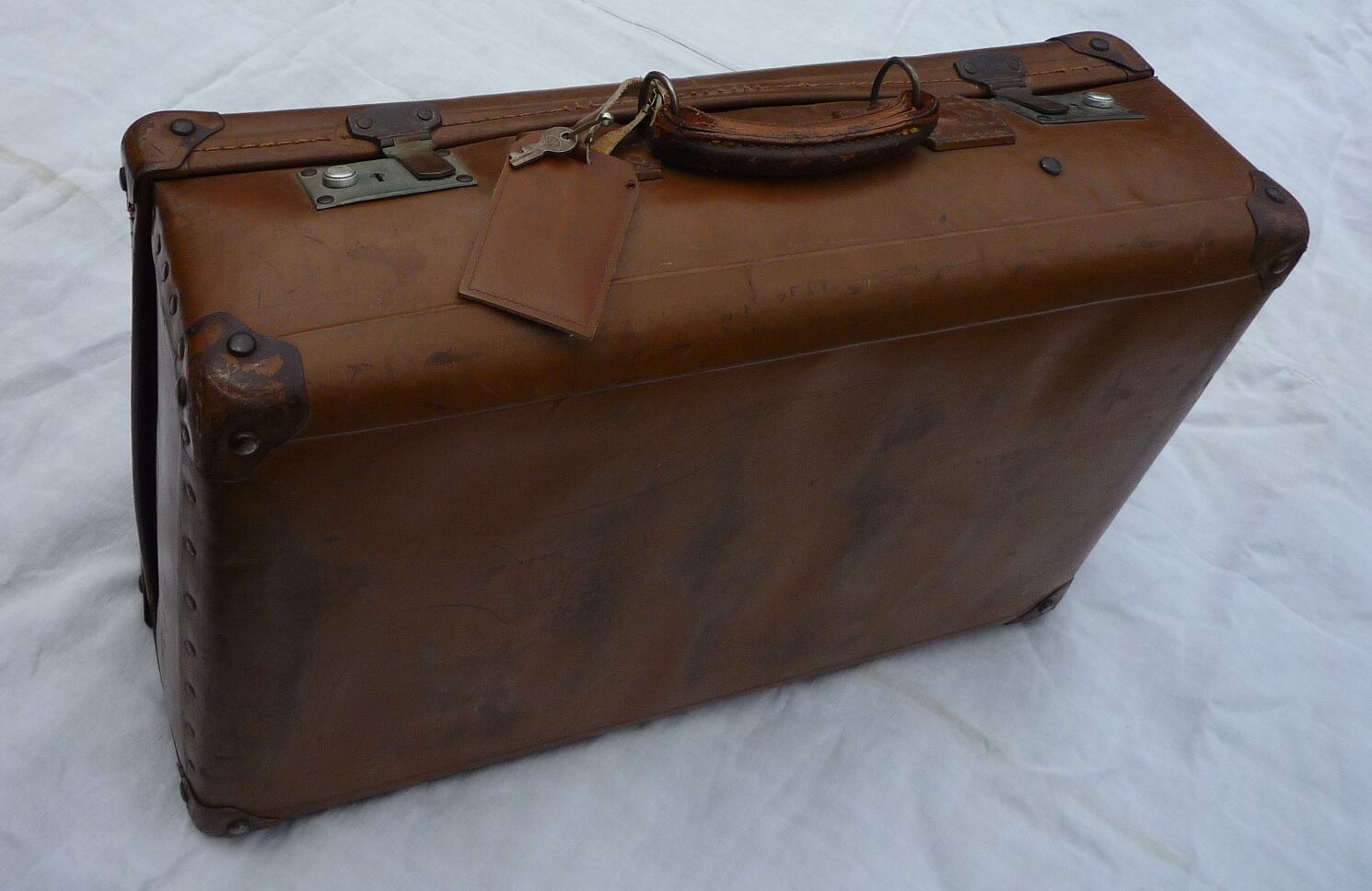 Suitcase old vintage leather