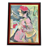 Oil portrait painting on panel