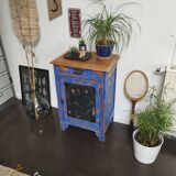 Vintage Jam Cupboard / Small Blue Workshop Cabinet