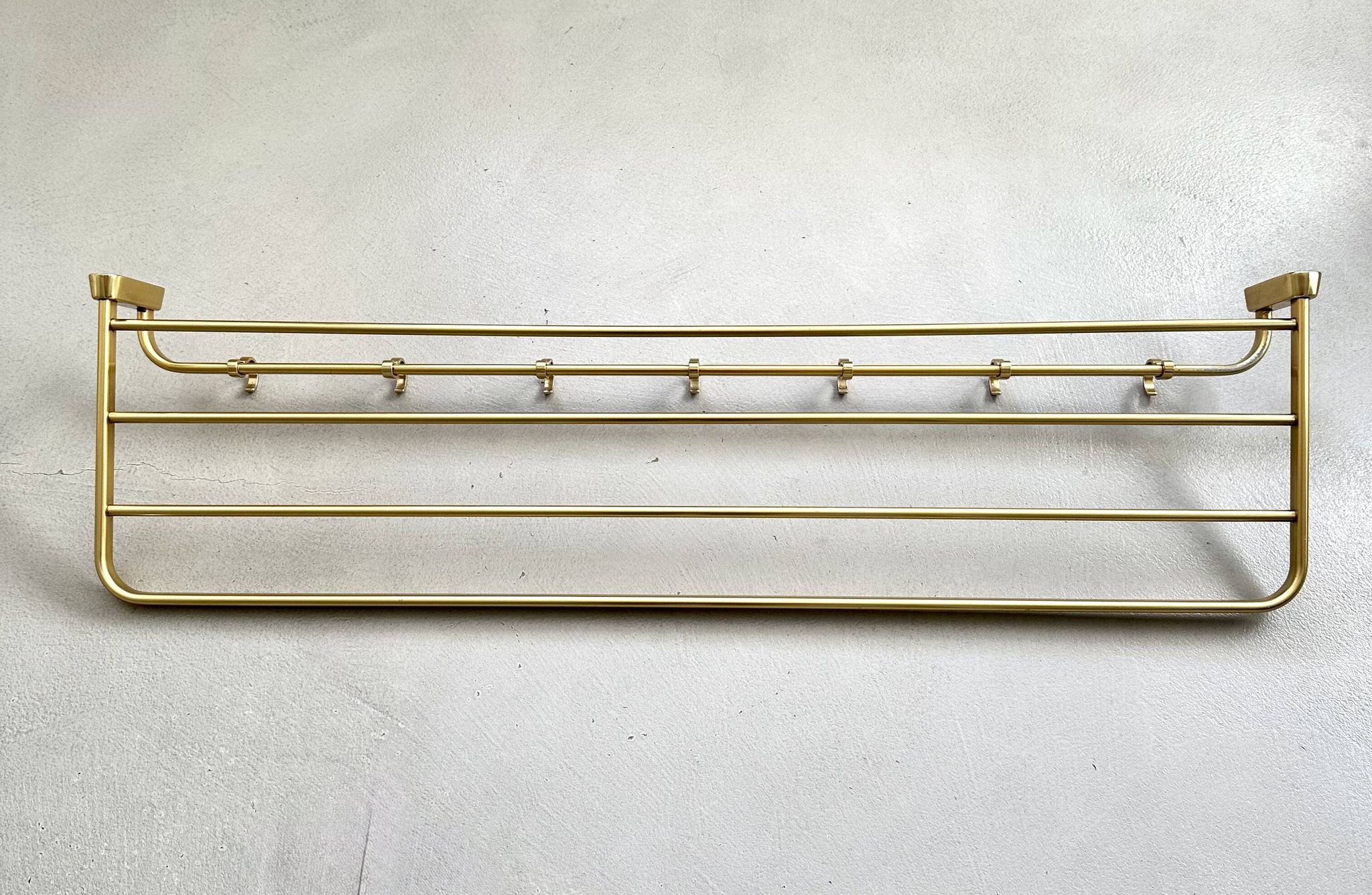 Mid-Century Coat Rack, Gold Coat Rack, Hallway Hook Rail, 1960s