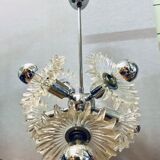 1970s german cosack sputnik dandelion hanging light chrome, glass