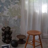 Round beech stool by a Danish cabinetmaker, mid-century modern, 1970s.