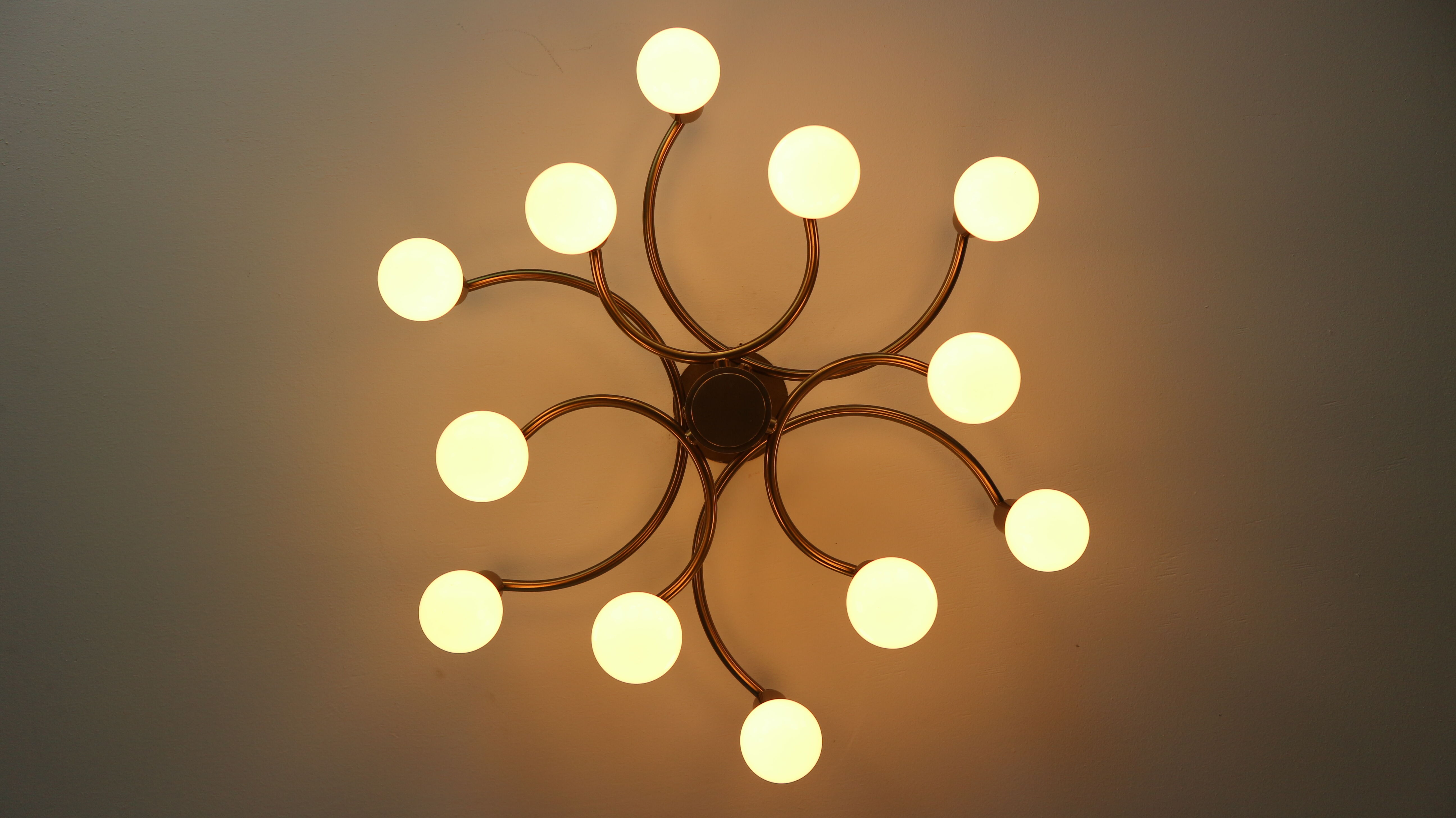 Vintage Modern Golden Color Ceiling Lamp, 1970s