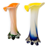 Pair of vintage Murano colored vases