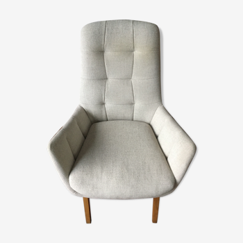 Armchair in leather and Vintage fabric
