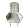 Fauteuil en cuir et tissu vintage