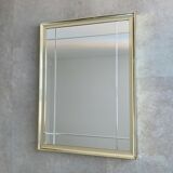 Vintage hollywood regency gold facetted mirror, 80s wall mirror