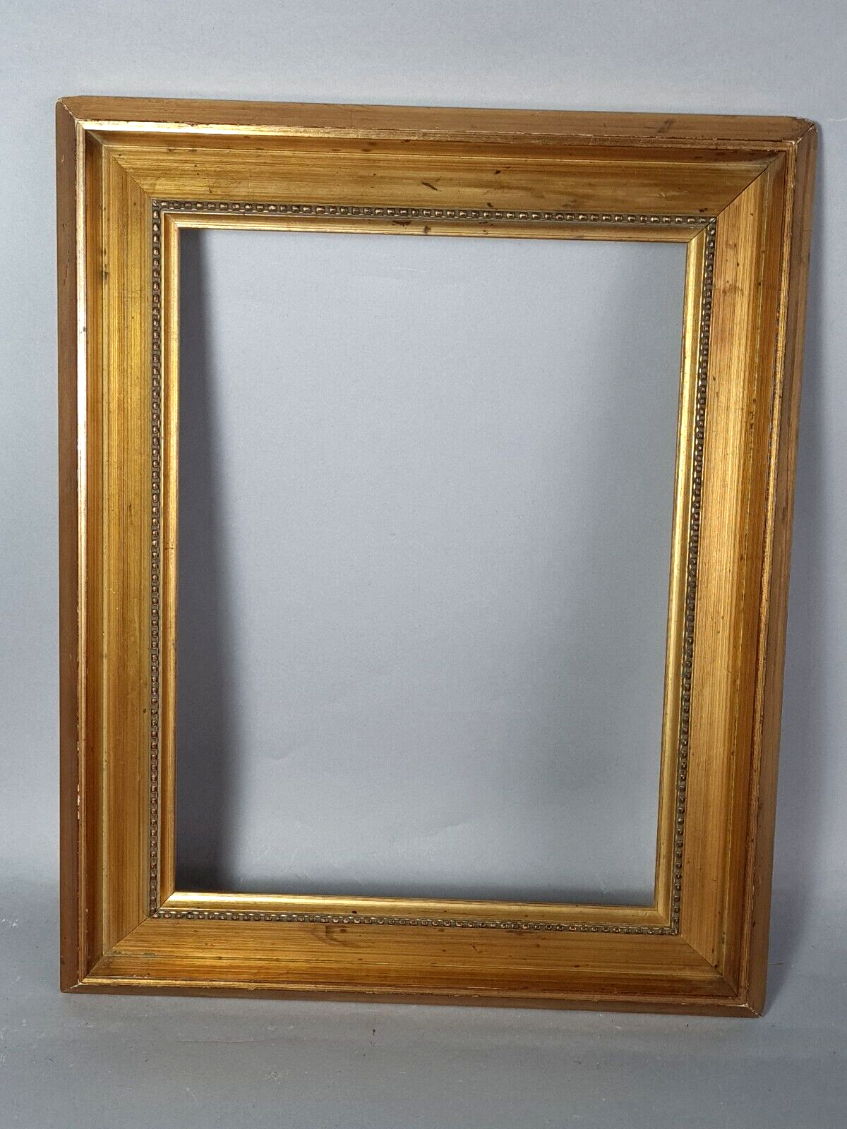 Frame inverted edges and beaded gilded wood 46x36 foliage 35x26 cm SB