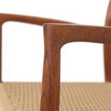 Fauteuil Niels Moller, modèle 57, vintage des années 1950, siège en corde de papier, chaise de salle à manger, Danemark