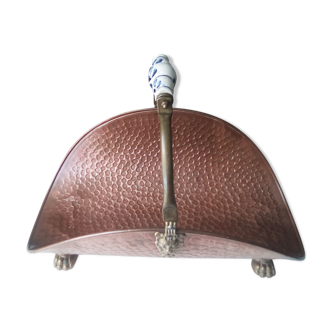 Porte buche ancien cuivre laiton porcelaine