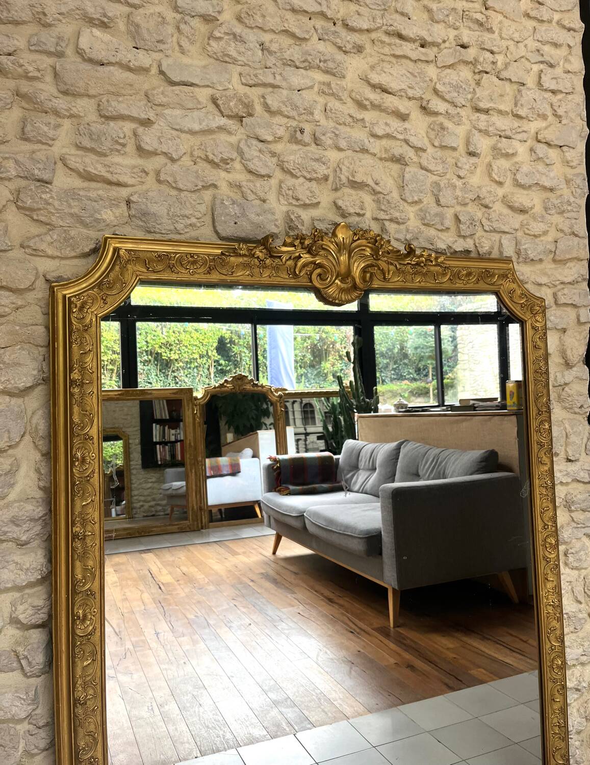 Gold Leaf Gilded Mantelpiece Mirror 152.5cm/125.5cm