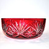 Saint-Louis Massenet cut crystal bowl lined with Raspberry Red OVERLAY