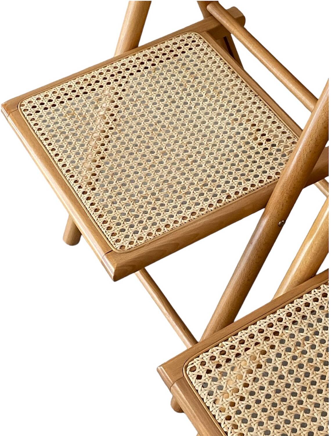 Pair of folding caned chairs