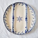 Special plate in iron earth from Sarraguemines Rouen model blue and white reliefs