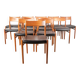 Set of 12 Danish chairs in teak and new skai, model 418, Arne Vodder.