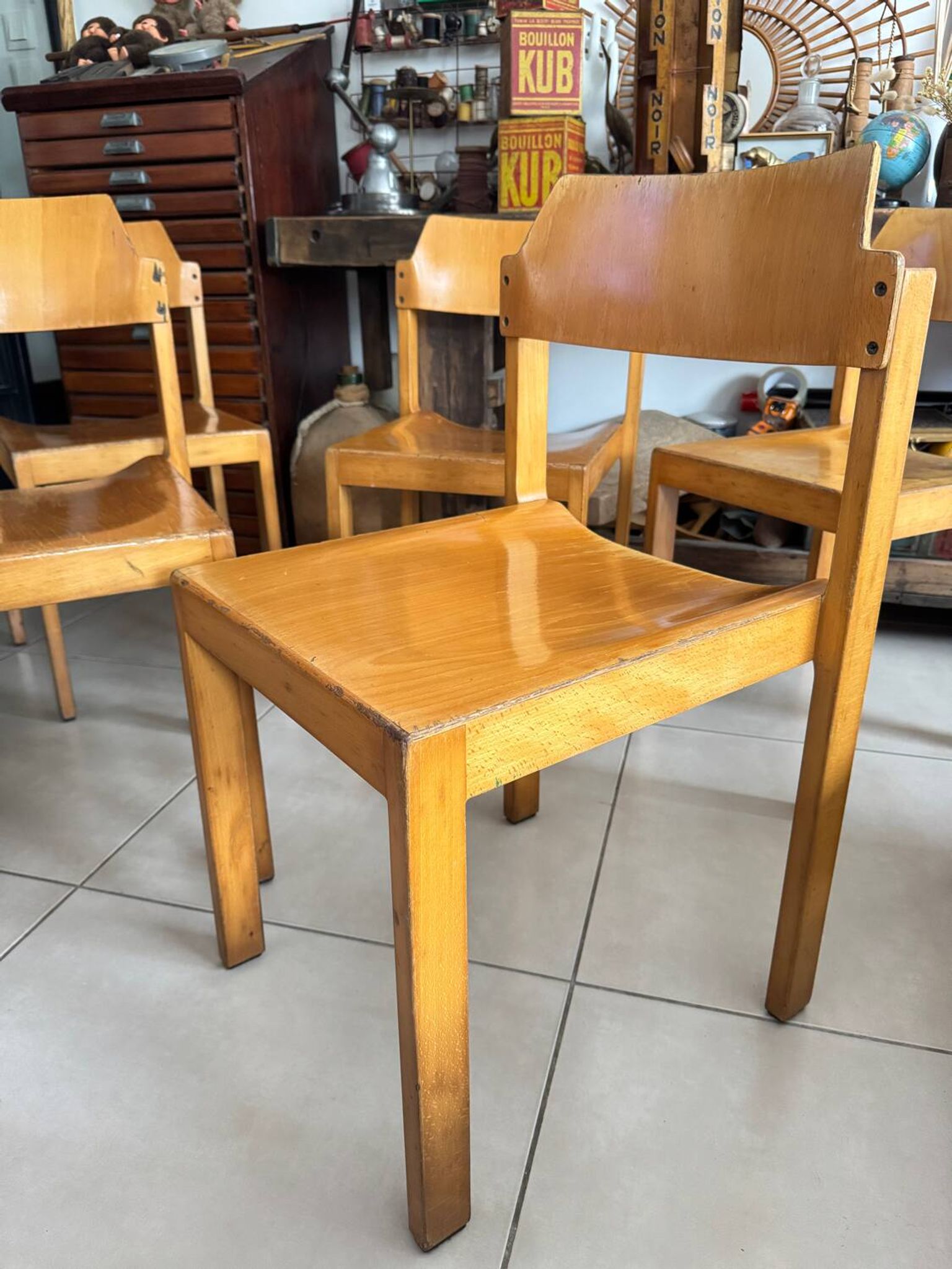 5 chaises empilables vintage — Rainer Schell  Schlapp Möbel 1960s