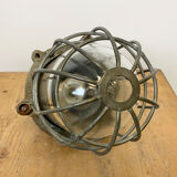 Grey Industrial Cast Iron Cage Pendant Light, 1960s
