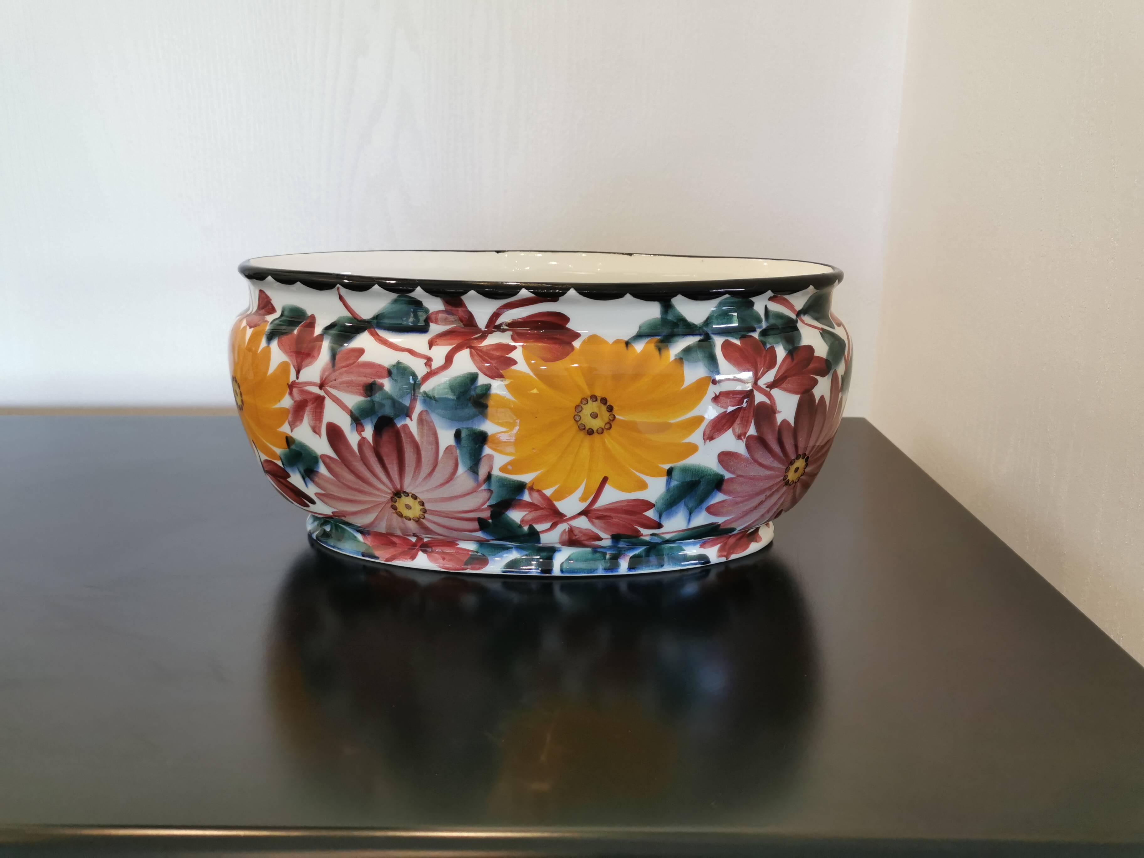 Vintage flowery ceramic from Schramberg, Jar, Planter, Cache Pot.
