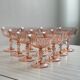 10 Vintage Twisted Pink Glass Champagne Coupes