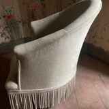 Old toad armchair in beige velvet
