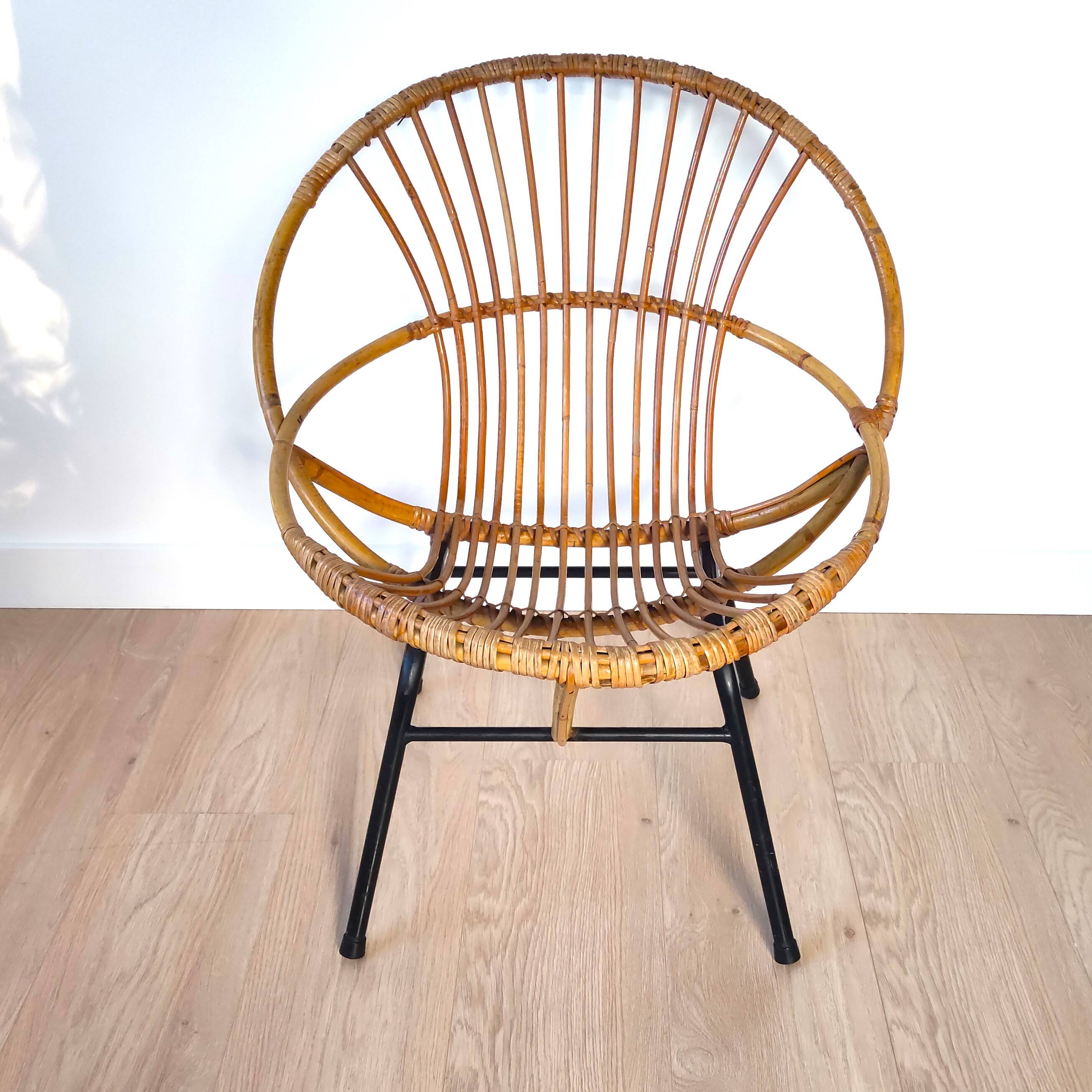 Vintage rattan chair, Rohe Noordwolde, 1960s