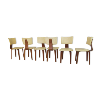 Set of 6 mid-century vintage plywood lounge chairs by Cor Alons for Gouda den Boer