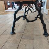 Antique garden bench with cast iron legs