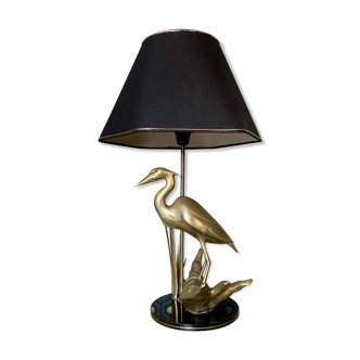 Brass heron lamp