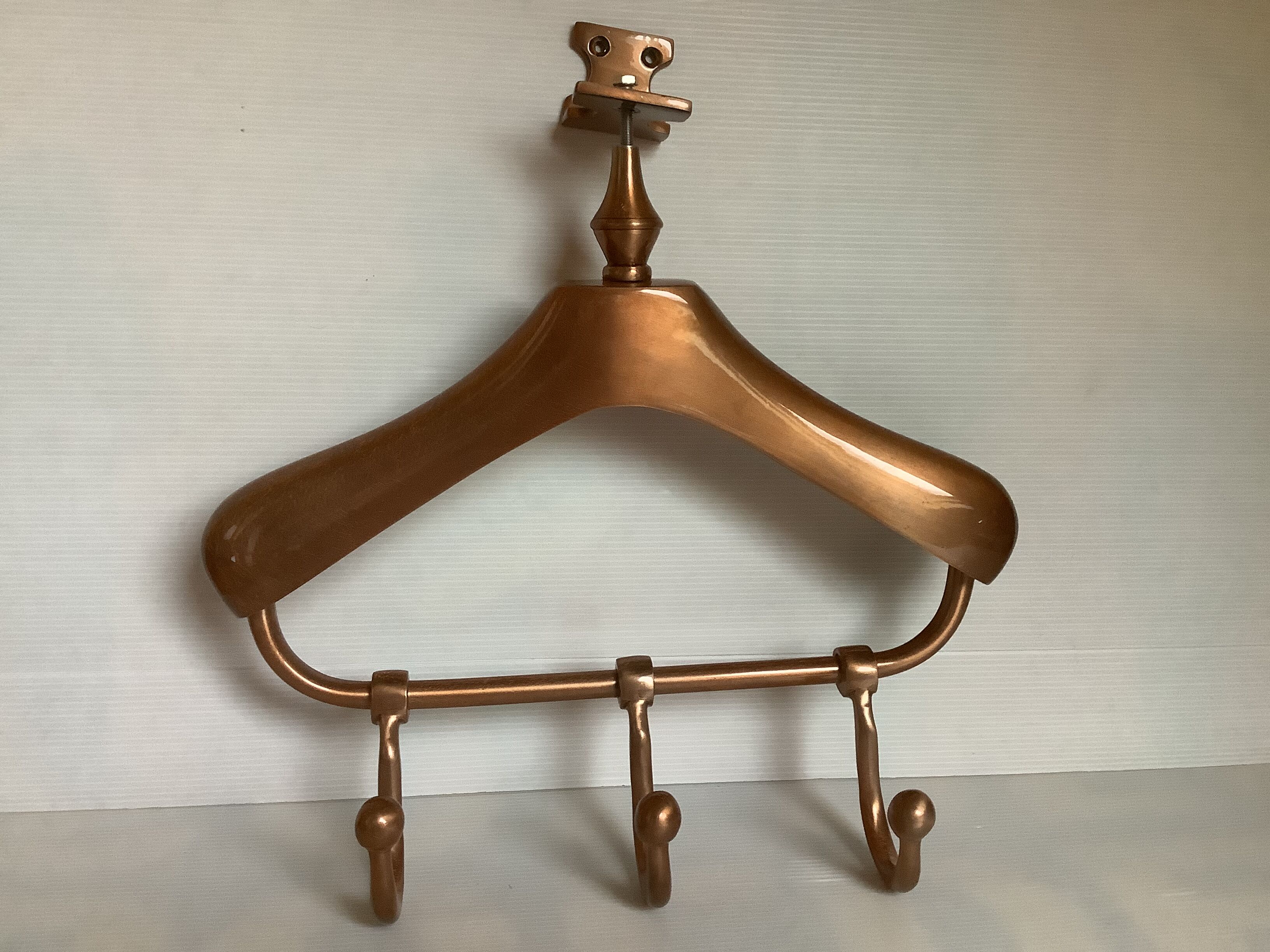 Coat rack gilded metal hanger varnished