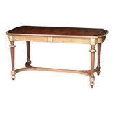 Superbe table Napoléon 3. Plateau marqueté et bronzes dorés.