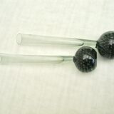 Set of 2 bubbled blown glass vases