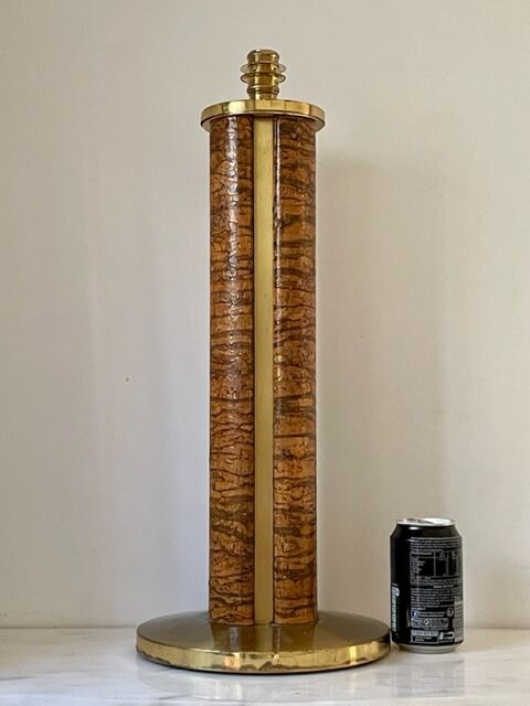 Vintage lamp Roche Bobois brass / wood veneer
