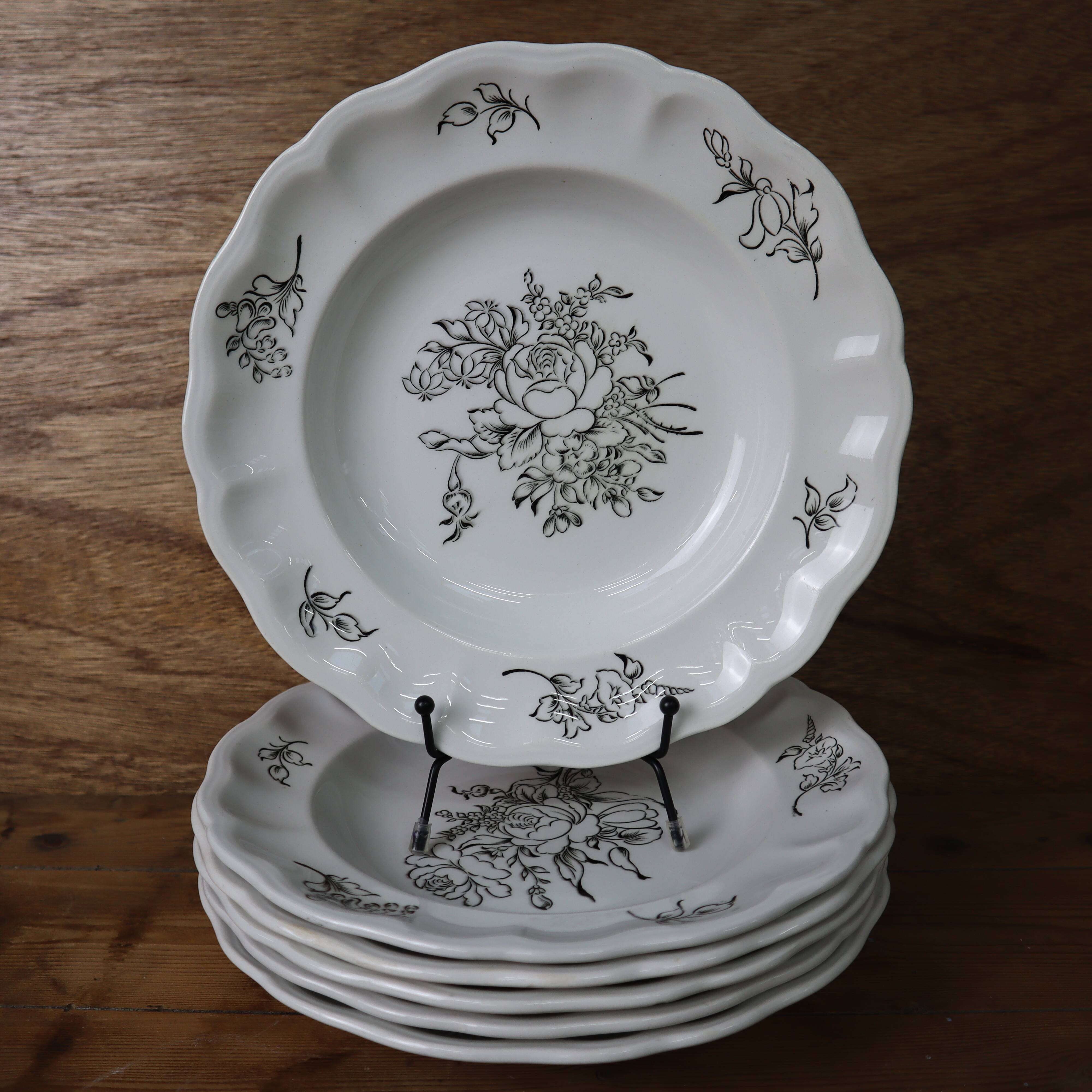 Set of 6 hollow plates in half Lunéville porcelain