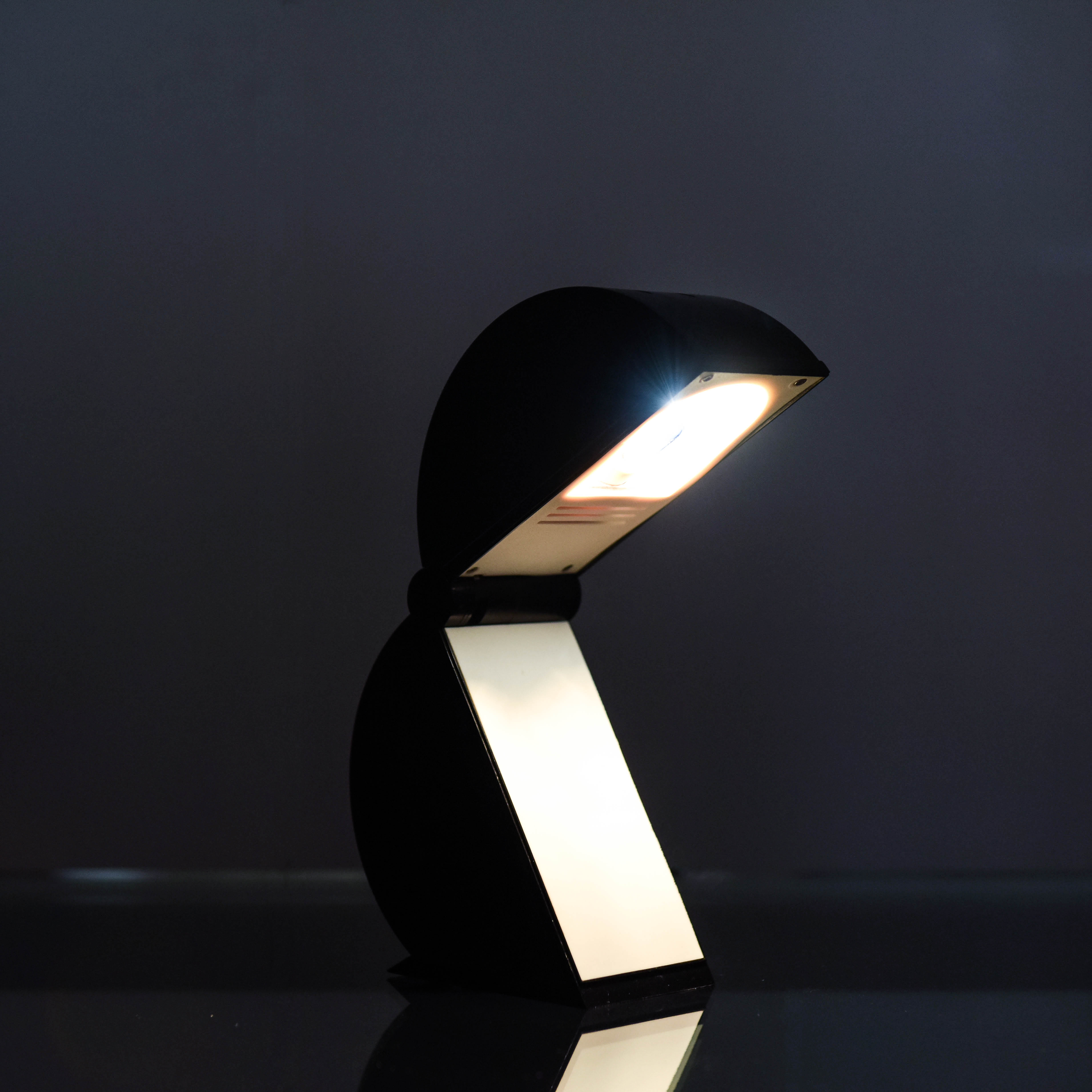 Desk lamp Disco in black plastic designed by Mario Bertorelle circa 1970